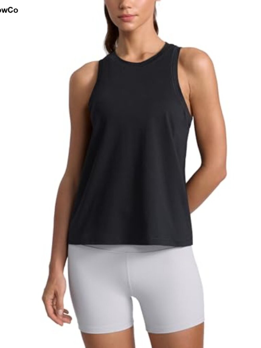 Cotton Blend Racerback Tank Top Active Workout Hip Length Crew Neck